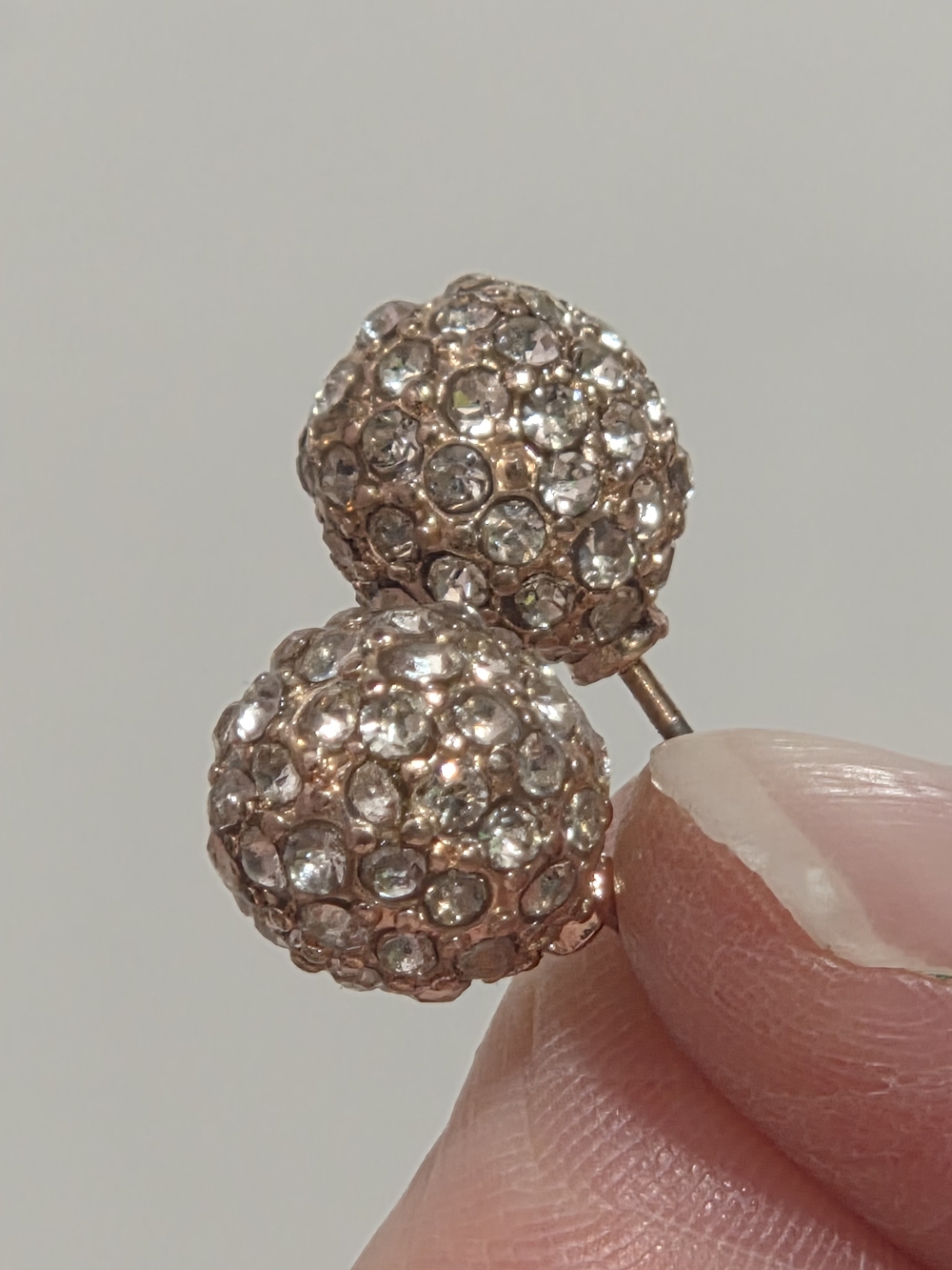 Rose Gold Crystal Pave Ball Stud Earrings